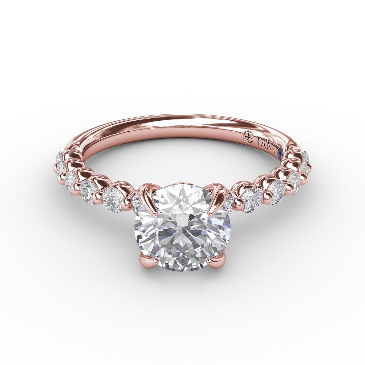 Contemporary Round Diamond Solitaire Engagement Ring With Diamond Band (5552787488923)