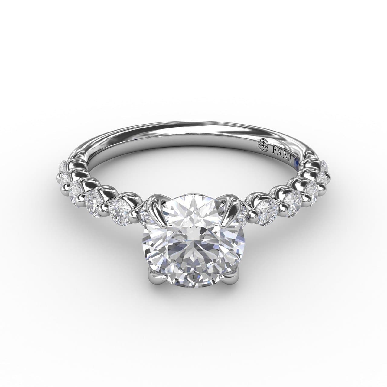 Contemporary Round Diamond Solitaire Engagement Ring With Diamond Band (5552774512795)