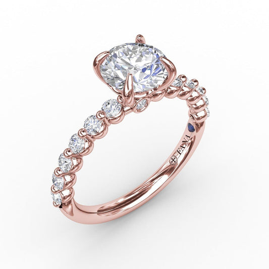 Contemporary Round Diamond Solitaire Engagement Ring With Diamond Band (5552787488923)
