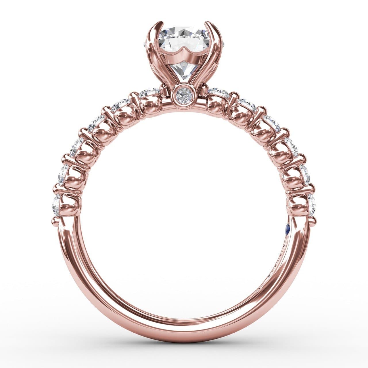 Contemporary Round Diamond Solitaire Engagement Ring With Diamond Band (5552787488923)