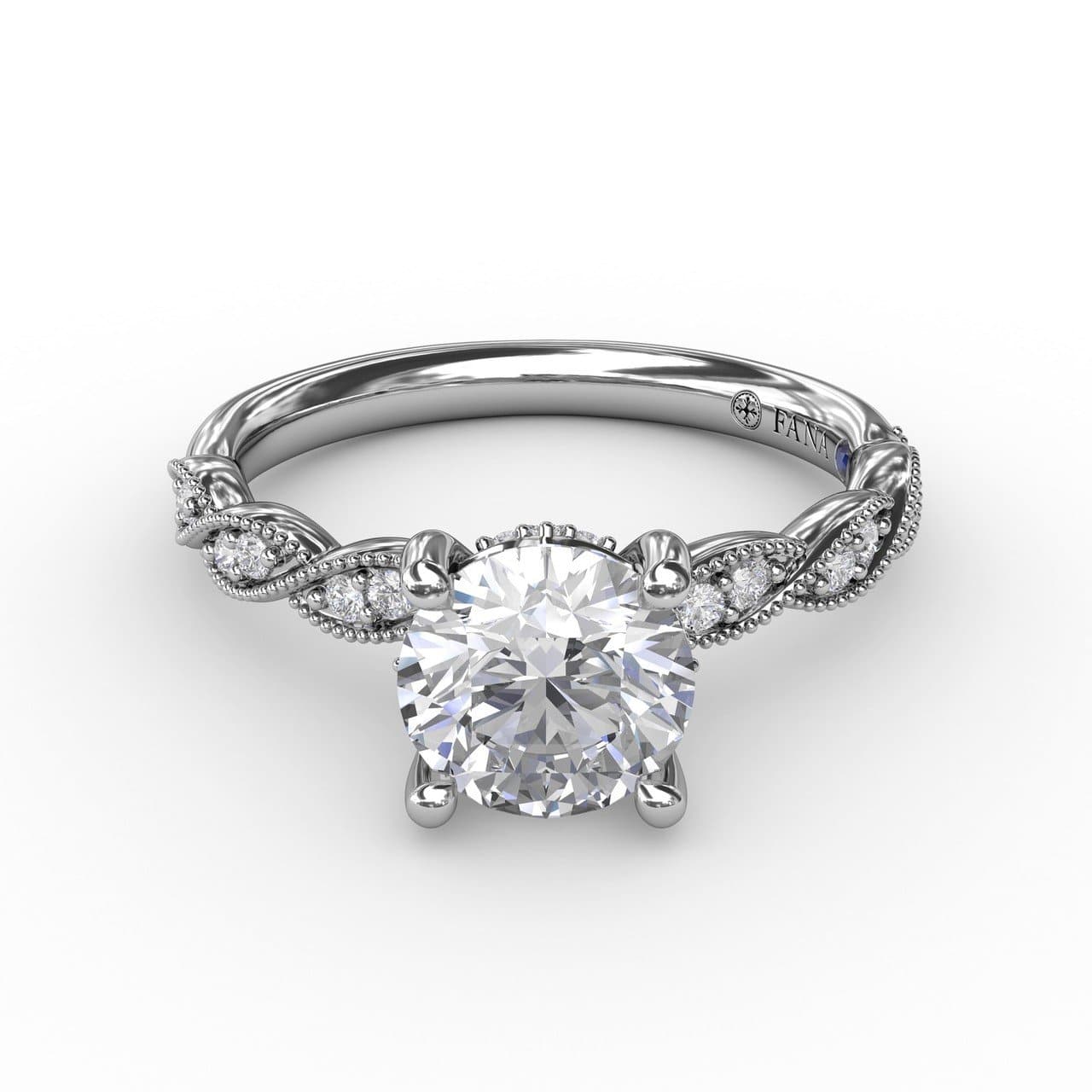 Classic Diamond Solitaire Engagement Ring With Diamond Twist Band (5552774676635)