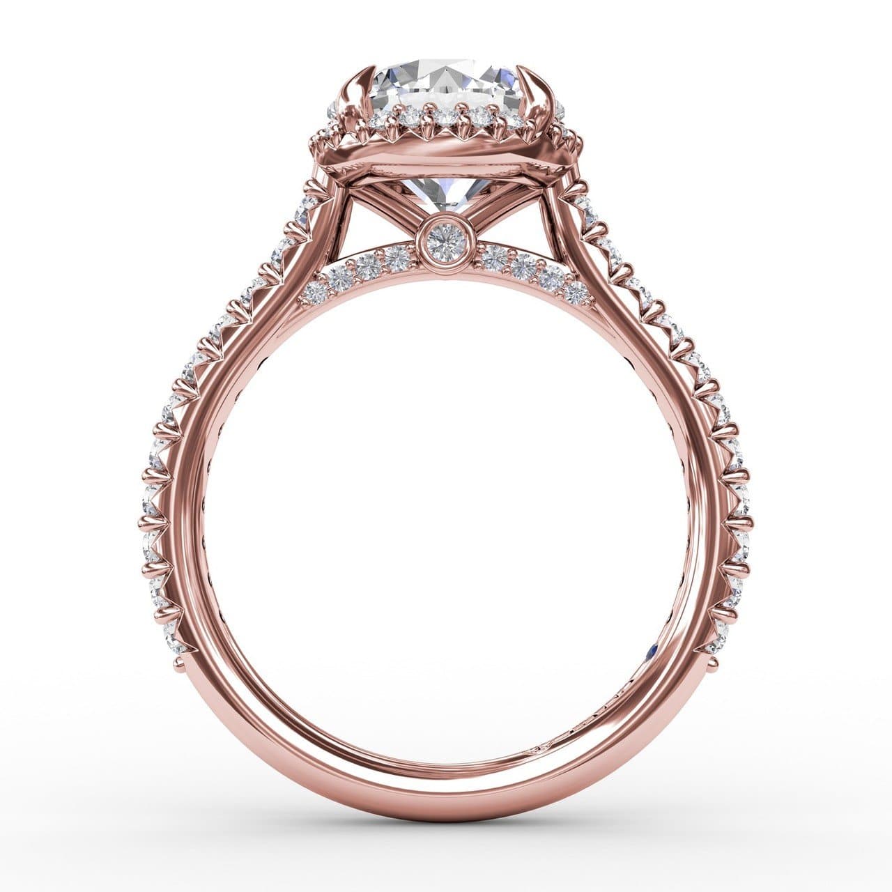 Contemporary Round Diamond Halo Engagement Ring With Geometric Details (5552788701339)