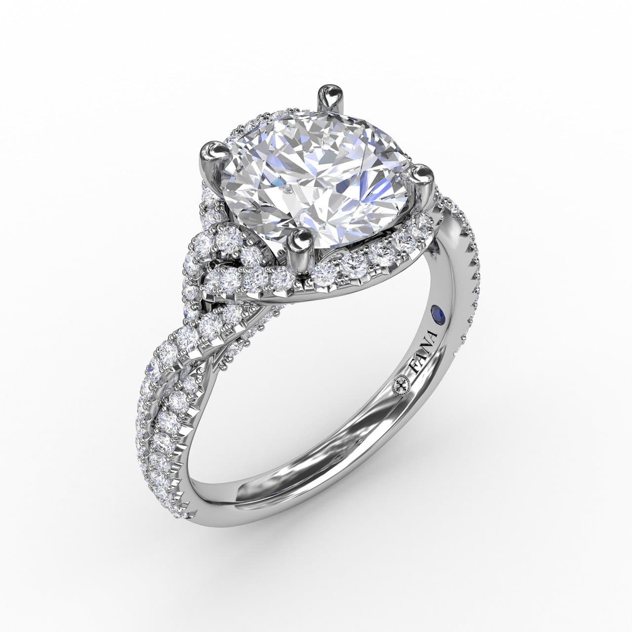 Contemporary Round Diamond Halo Engagement Ring With Twisted Shank (5552775168155)
