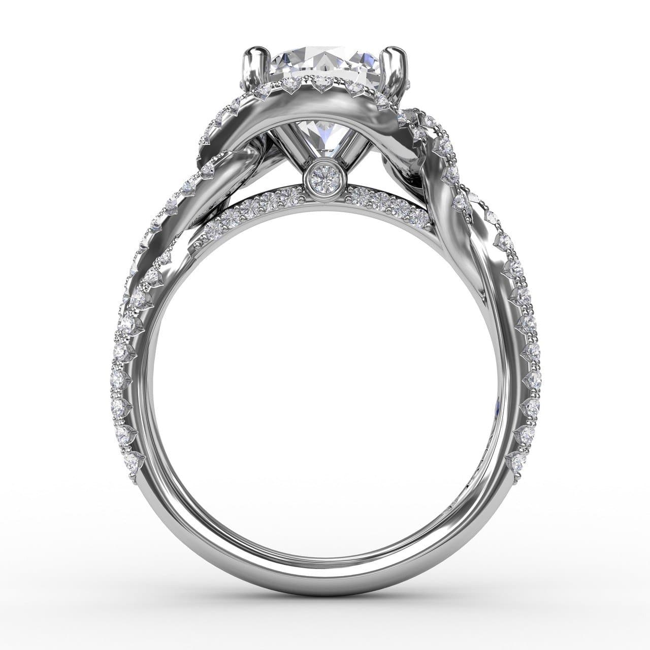 Contemporary Round Diamond Halo Engagement Ring With Twisted Shank (5552775168155)