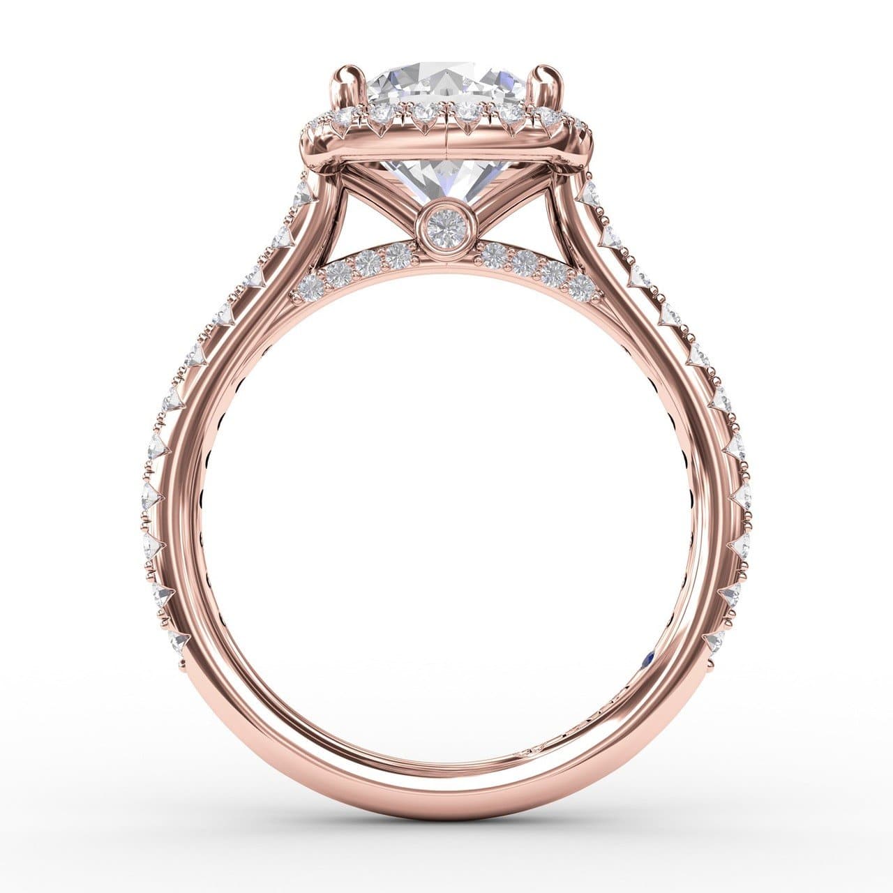 Cushion-Shaped Halo Diamond Engagement Ring with Diamond Band (5552789094555)
