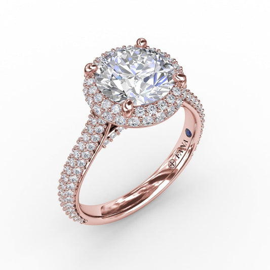 Seamless Pavé Diamond Double Halo Engagement Ring (5552789258395)