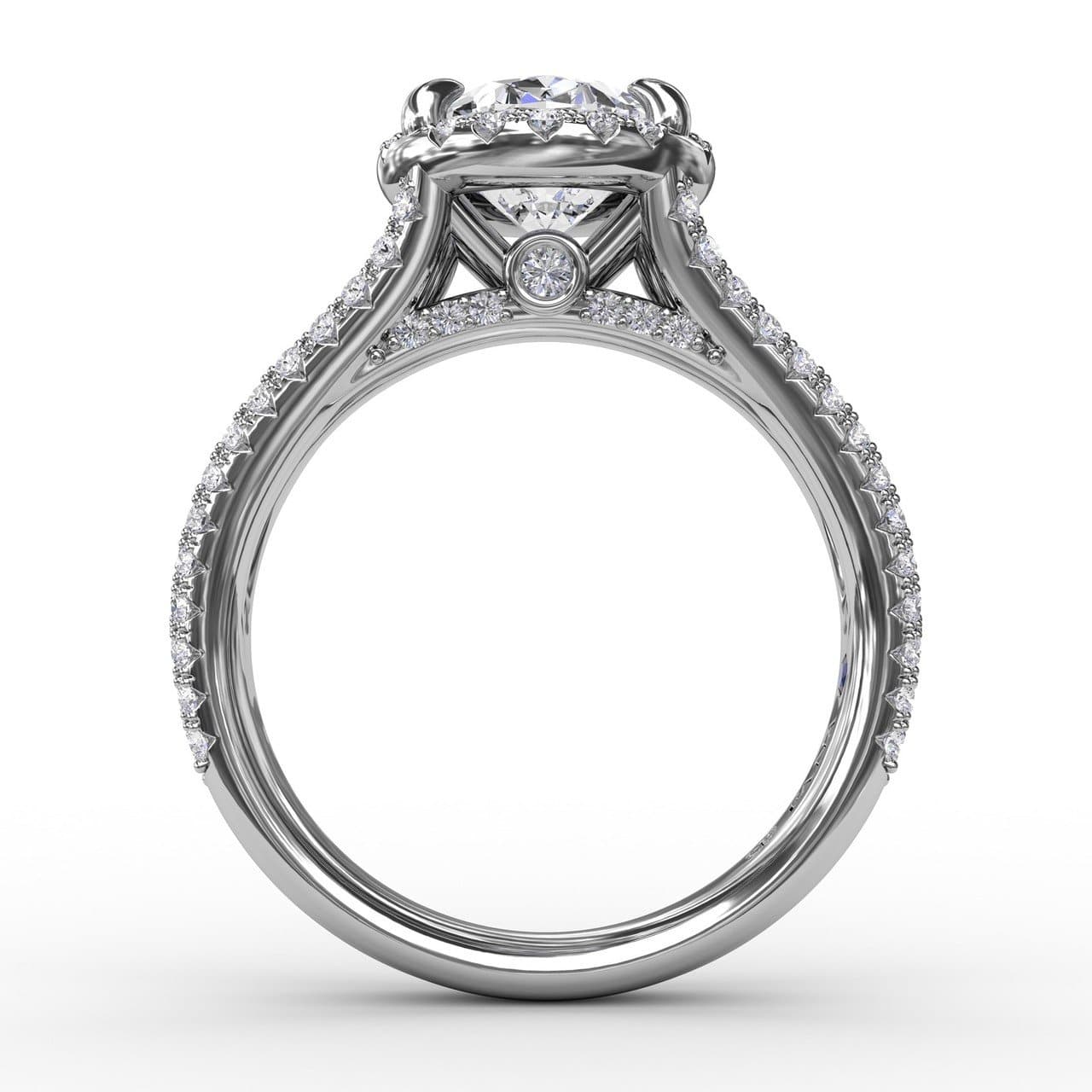 Oval Diamond Halo Engagement Ring With Triple-Row Diamond Band (5552776183963)