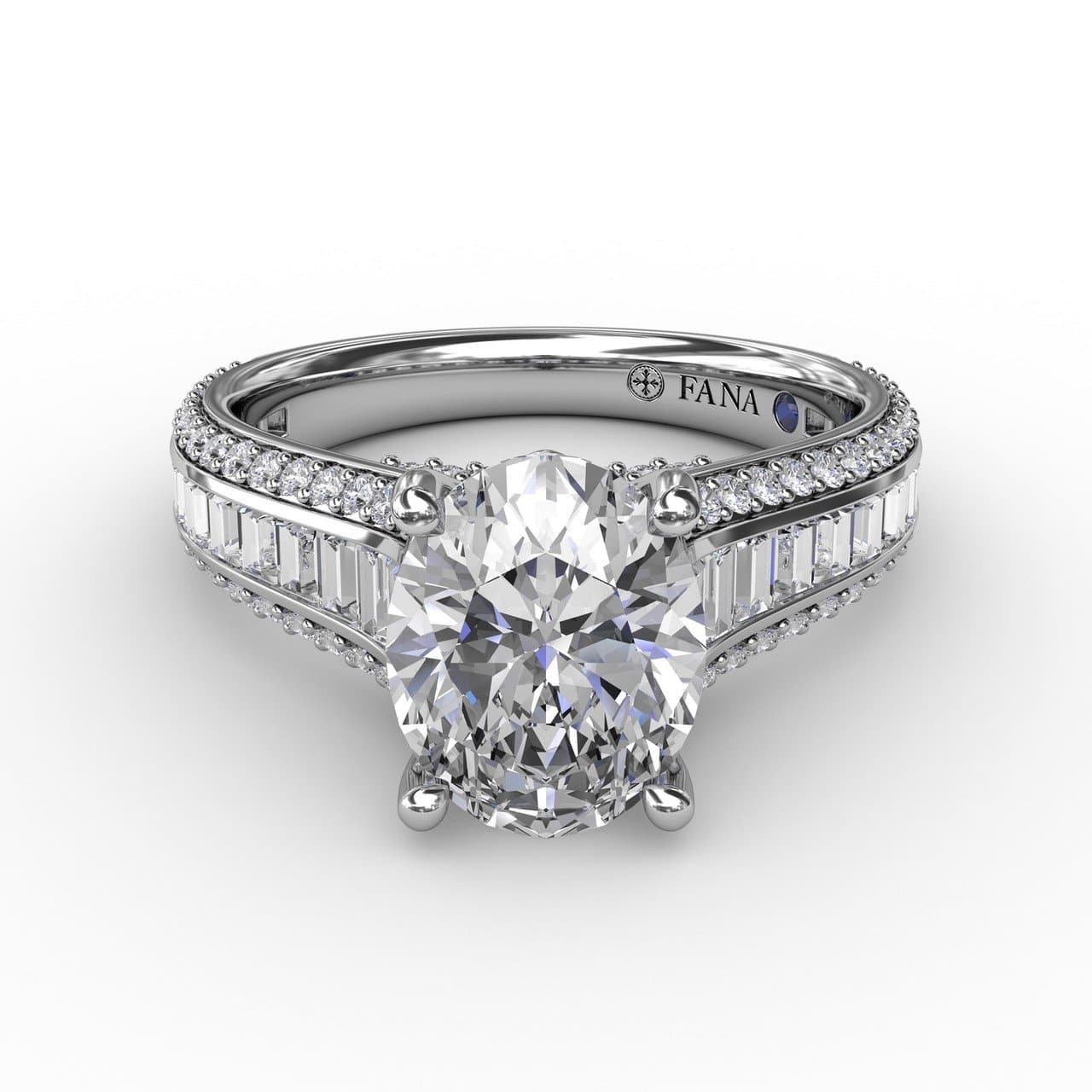 Oval Diamond Solitaire Engagement Ring With Baguettes and Pavé (5552776577179)