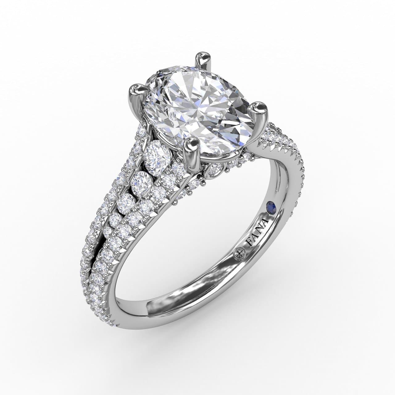 Oval Diamond Solitaire Engagement Ring With Triple-Row Tapered Diamond Band (5552777330843)
