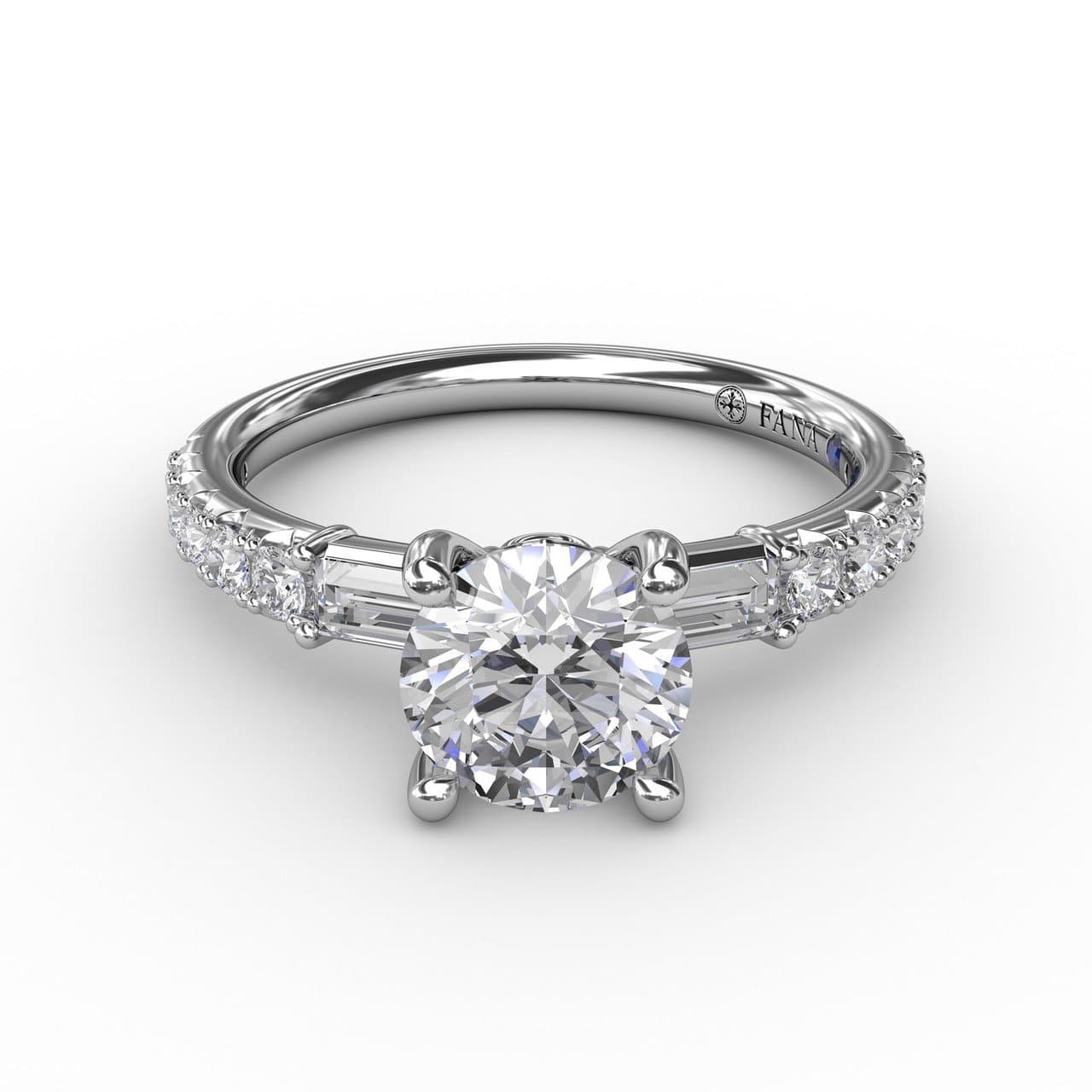 Contemporary Diamond Solitaire Engagement Ring With Baguettes (5552777560219)