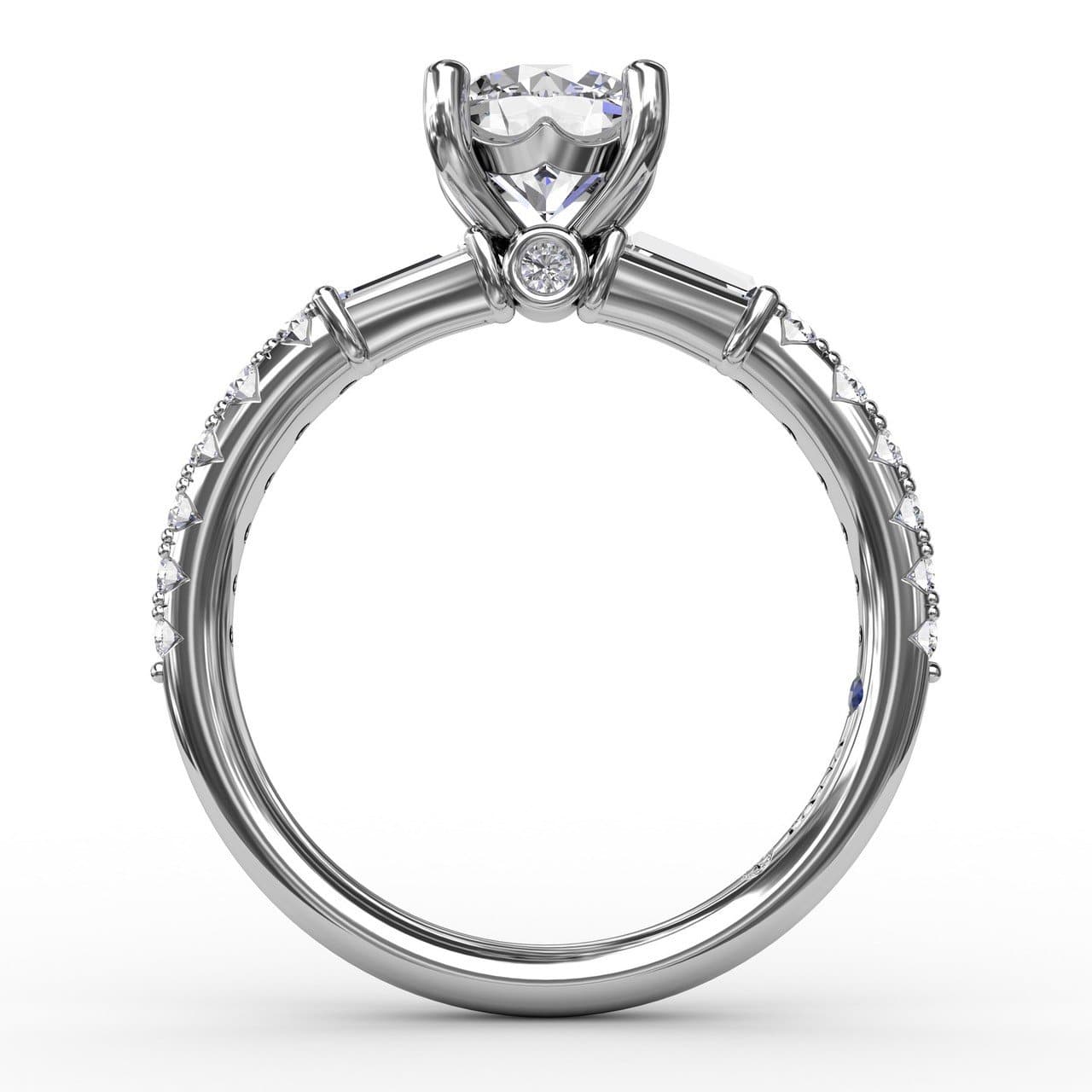 Contemporary Diamond Solitaire Engagement Ring With Baguettes (5552777560219)