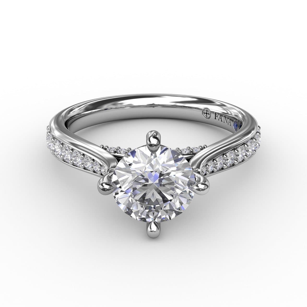 Contemporary Diamond Solitaire Engagement Ring With Tapered Diamond Band (5552777724059)
