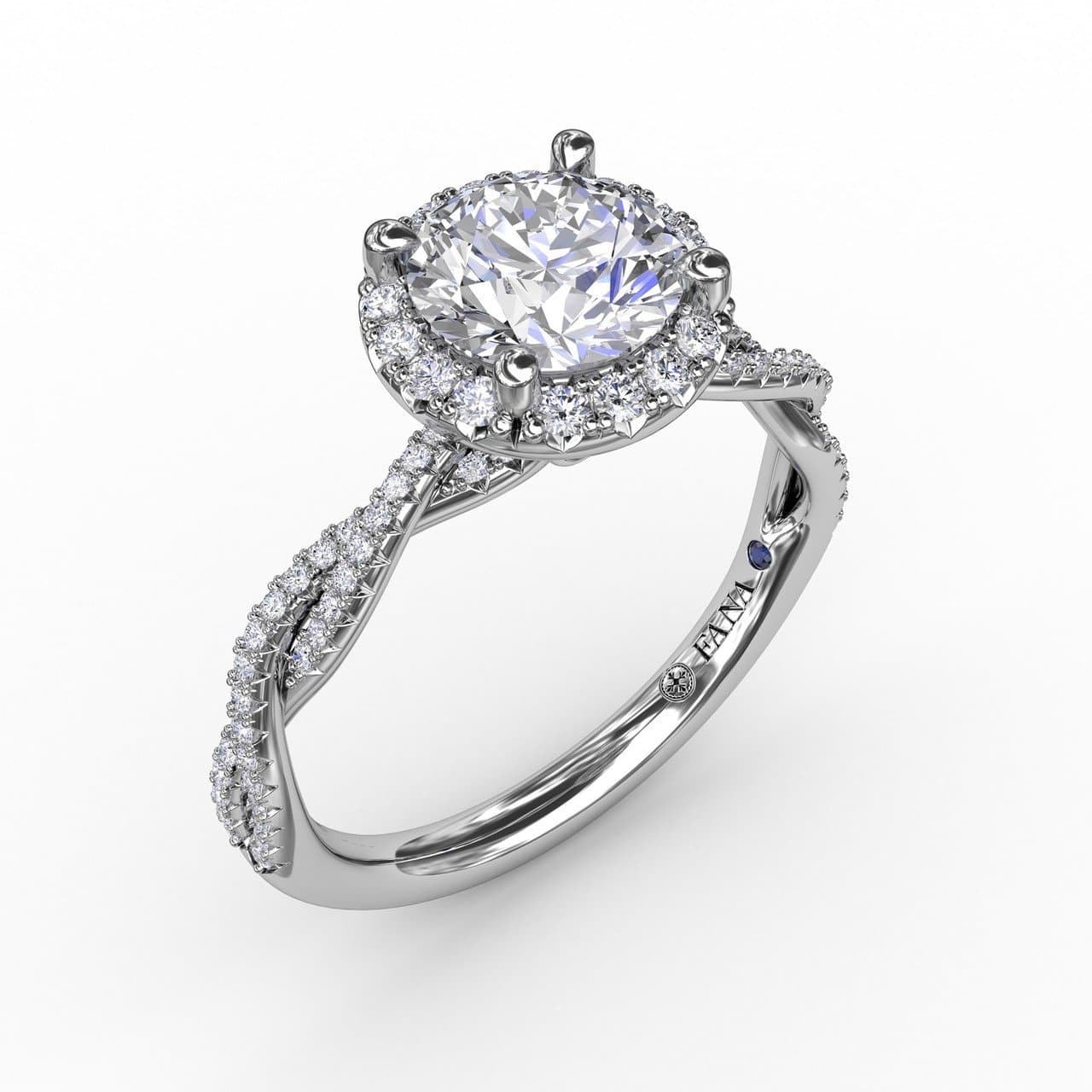 Classic Round Diamond Halo Engagement Ring With Twist Diamond Band (5552781721755)