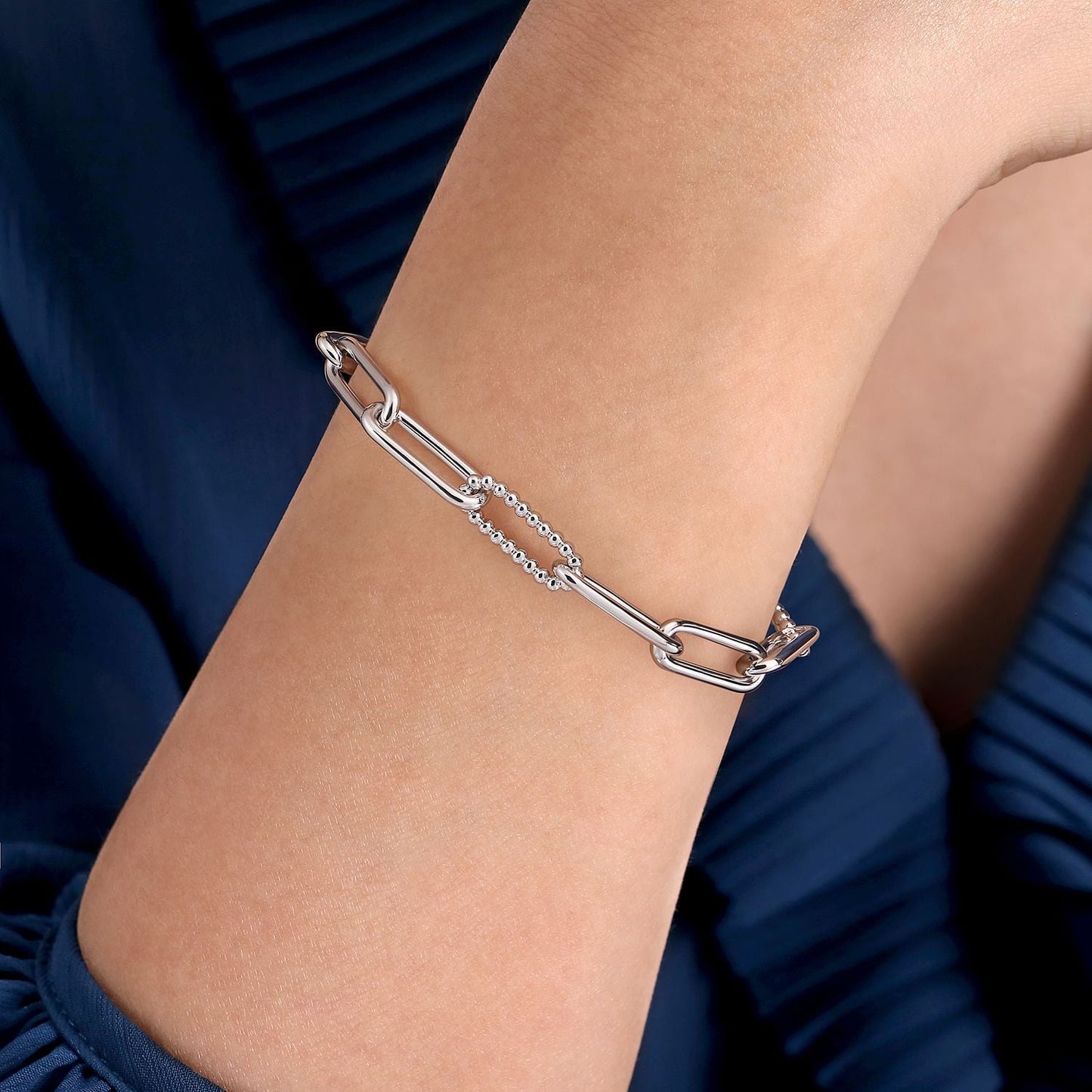 Gabriel & Co. Sterling Silver Bujukan Link Bracelet 7" (8931391373542)