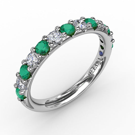 Emerald and Diamond Shared Prong Anniversary Band (5551824109723)