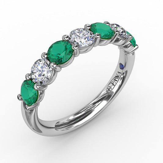 Emerald and Diamond Shared Prong Anniversary Band (5551824601243)
