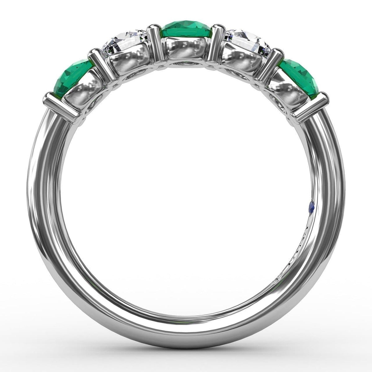 Chunky Emerald and Diamond Shared Prong Anniversary Band (5551825354907)