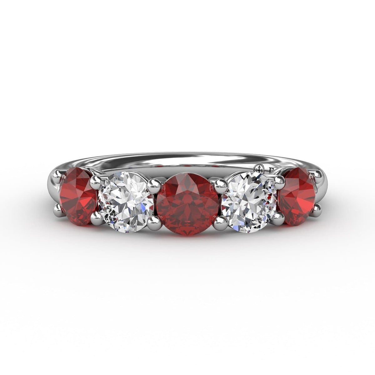 Chunky Ruby and Diamond Shared Prong Anniversary Band (5551825551515)
