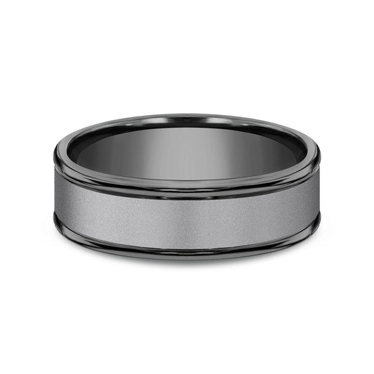 7mm Dark Tantalum Sandblast Finish Round Edge Wedding Band (9039387394278)